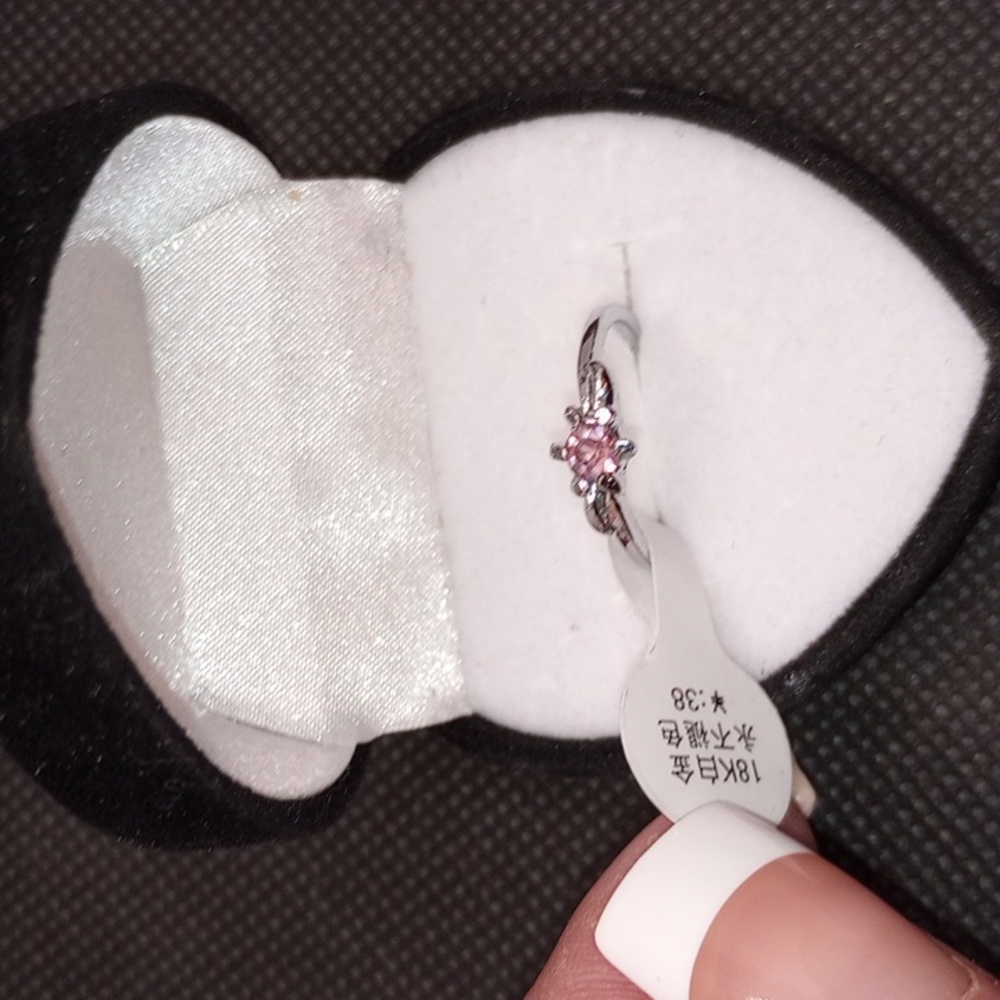 Adorable dainty light pink 18 karat white gold filled size 6